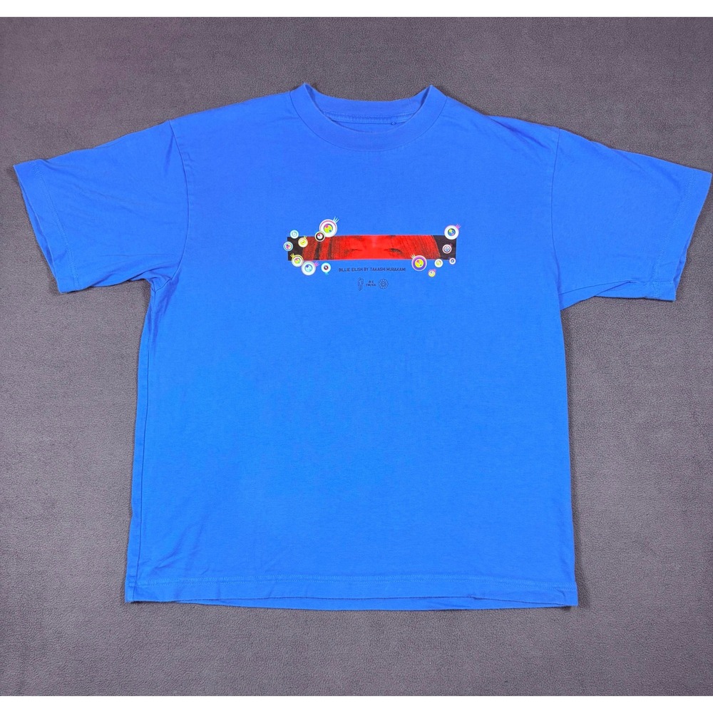 Uniqlo Billie Eilish x Takashi Murakami T-Shirt Mens XS Blue Graphic Tee Cotton